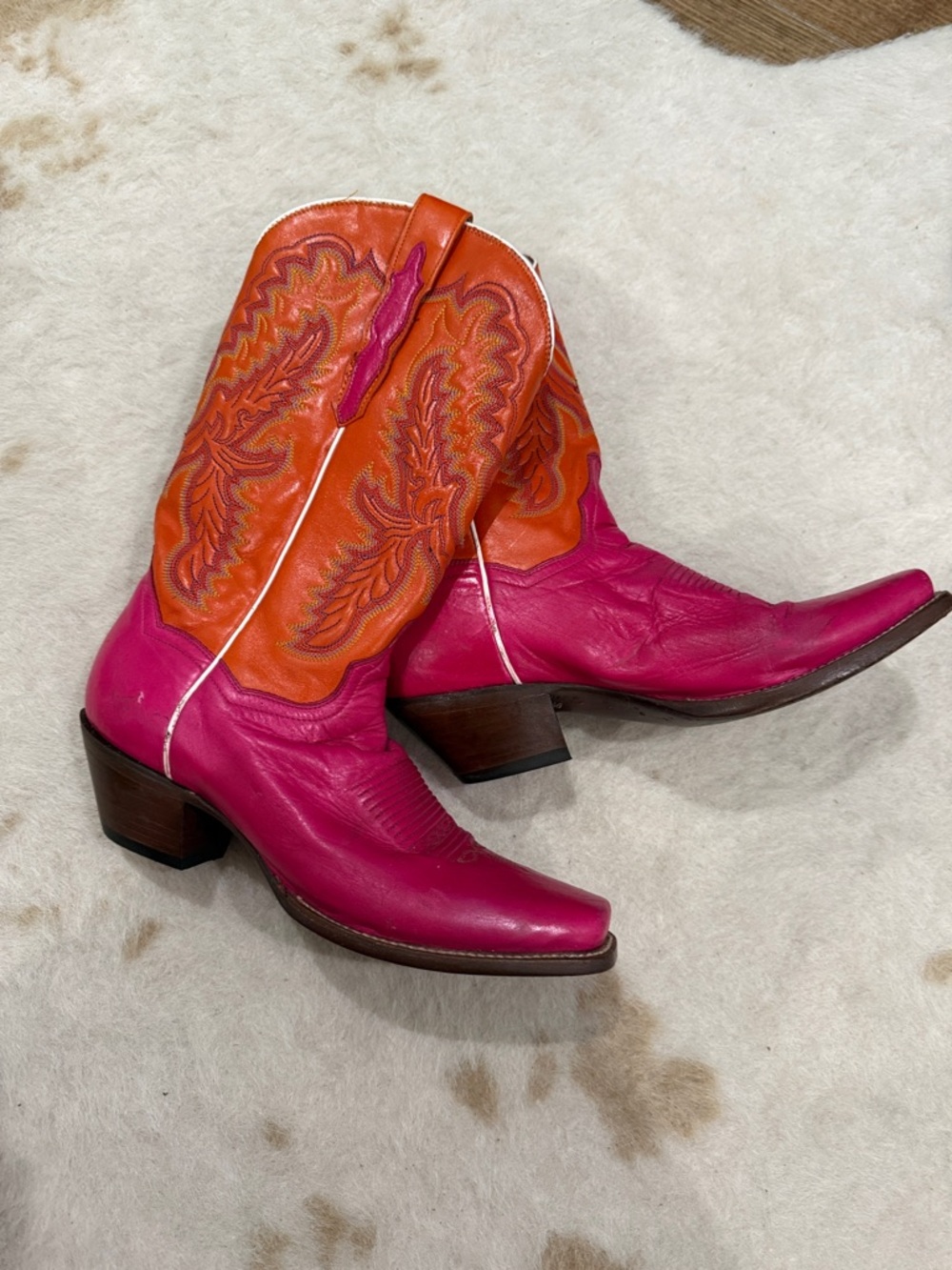 Dan Post Bold Pink & Orange Western Boots
